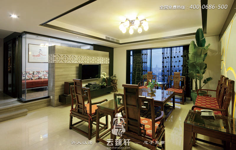 穩(wěn)重優(yōu)雅現(xiàn)代中式風(fēng)格三居室裝修效果圖