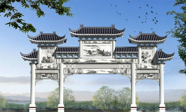 中式設計中水泥門樓