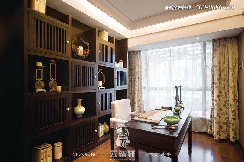 丁字形中式書房設(shè)計裝修