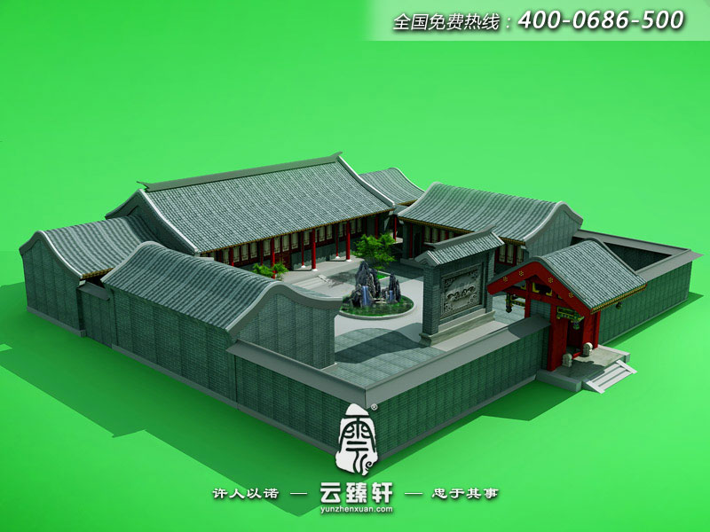 四合院中式設(shè)計(jì)鳥(niǎo)瞰圖