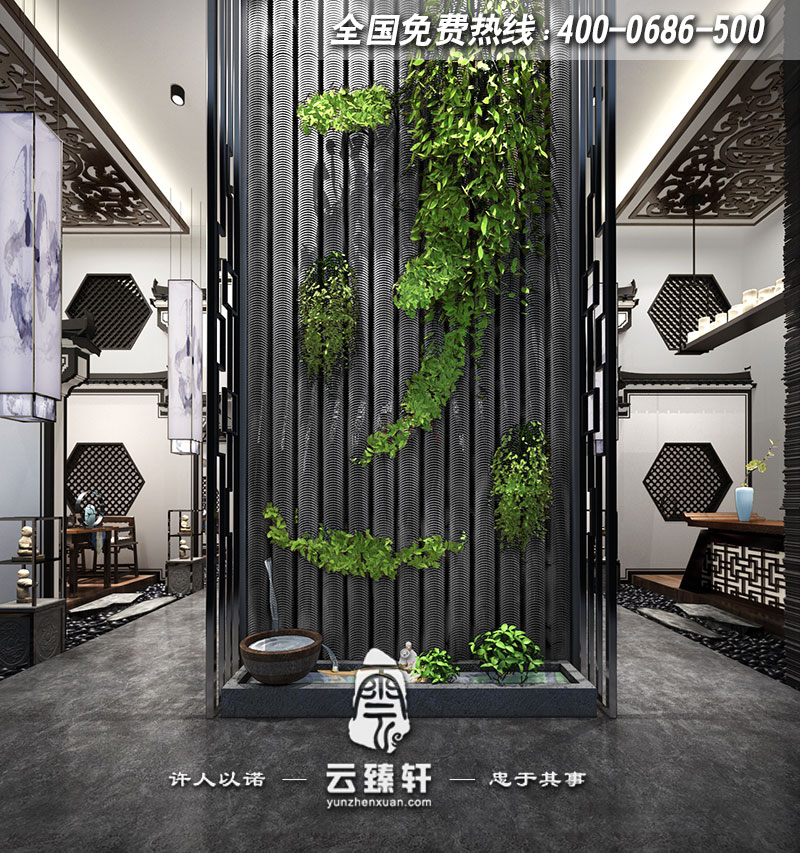 新中式會所玄關(guān)設(shè)計效果圖