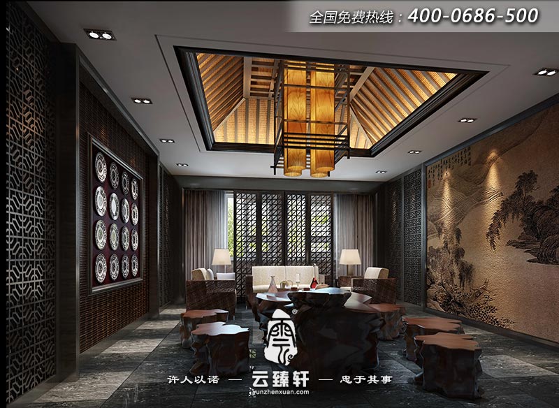 新中式茶室設計效果圖