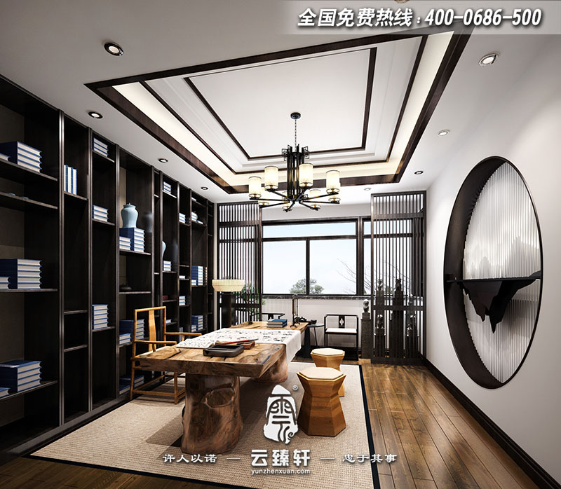 新中式書(shū)房吊頂裝修效果圖