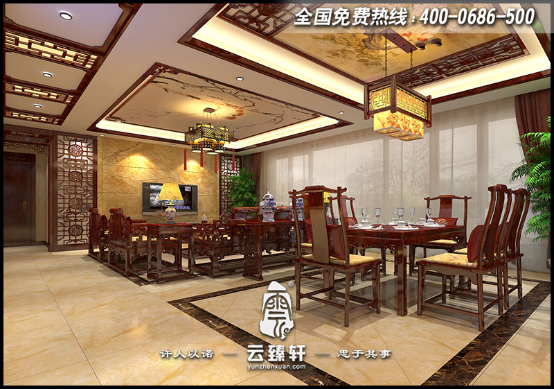新中式客餐廳設(shè)計效果圖