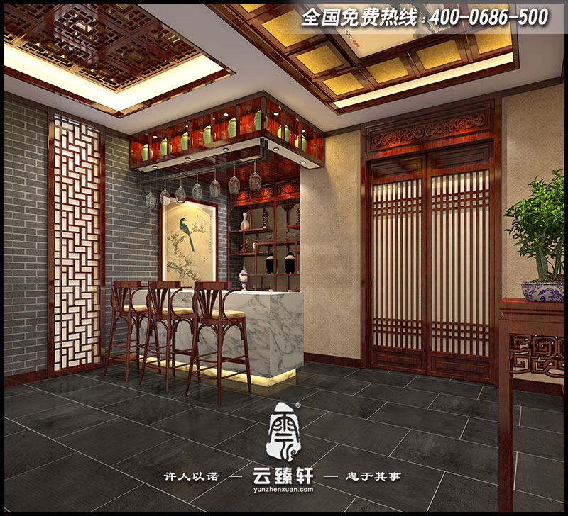 中式吧臺區(qū)設(shè)計效果圖